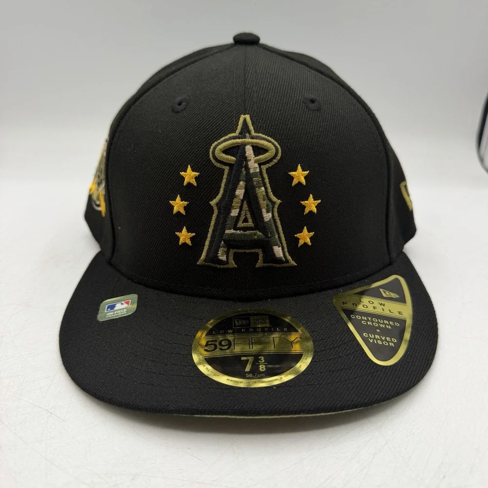 New Era 59Fifty Los Angeles Angles Hat Cap 7 3/8 Low Profile Armed Forces Day